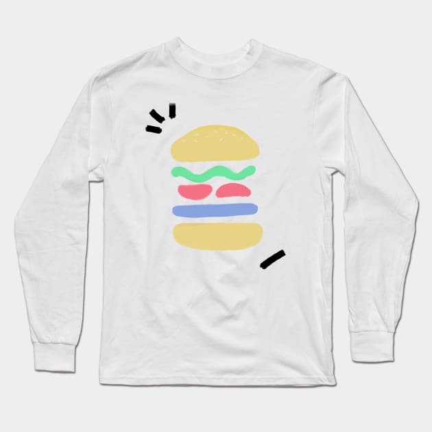 Kawaii shapes ft. Burger Long Sleeve T-Shirt by Rainbow Sauce